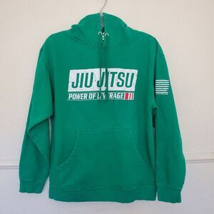 Brazilian Jiu Jitsu Hoodie Power Of Leverage Size M Green Fleece Lined Pockets
